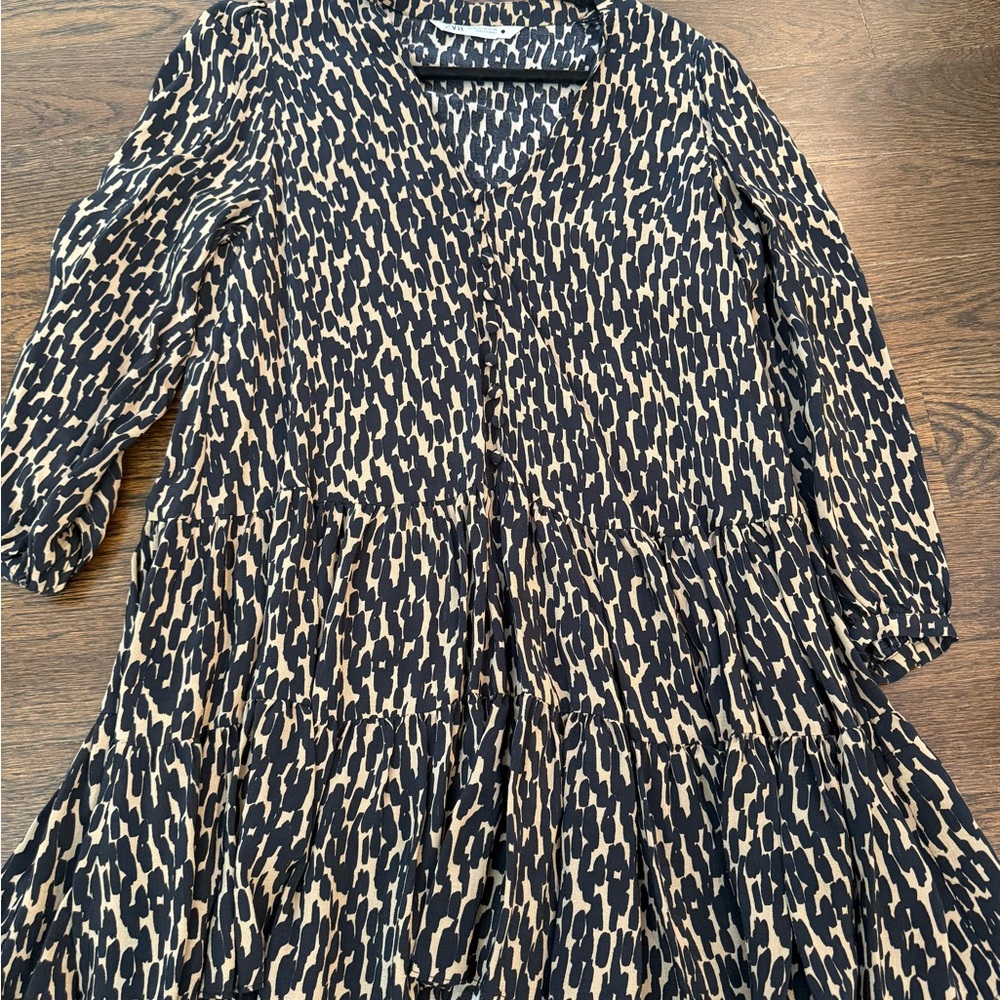 Zara Animal Print Dress in Black and Tan